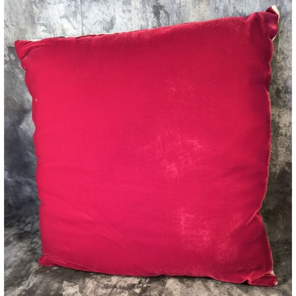 Santa & Child Cross-Stitch Red Velvet Pillow - Picture 4 of 5